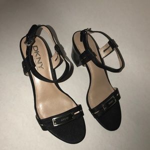 DKNY Dover strappy sandals black block heel